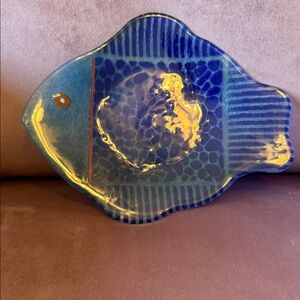 Blue Fish-Shaped Glass Dish